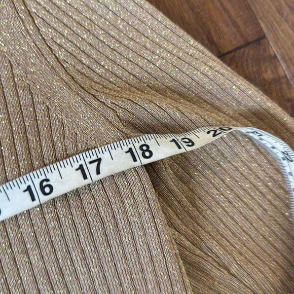 Talbots gold metallic ribbed vneck cardigan sweater m - Picture 8 of 10